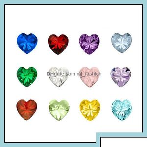 Encantos de joyería Hallazgos Componentes Mezclar 12 colores Corazón / Redondo / Estrella Piedra natal Cristal Piedra de cumpleaños Medallón flotante para memoria viva Dhv5B