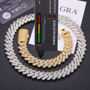 Créateur de bijoux Acceted Custom 16mm 925 Sterling Silver VVS Moissanite Diamond Heavy Iced Out Miami Cuban Link Chain Collier pour MenHipHop