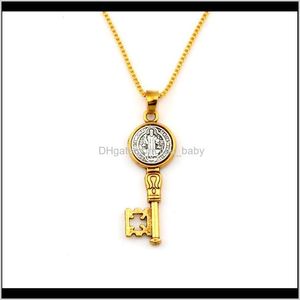 Bijoux Drop Delivery 2021 30pcs / lots Benedict Médaille Croix Clé Alliage Charms Pendentif Voyage Protection Pendentifs Colliers Antique Sier et G