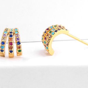 Boucles d'oreilles bijoux Zirconia Gold Color CZ Clips Ear Clips No Perced Orees Boes For Women Jewelry W45J