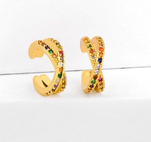 Boucles d'oreilles bijoux Zirconia Gold Color CZ Clips Clips sans boucles d'oreilles percées pour femmes bijoux D56i