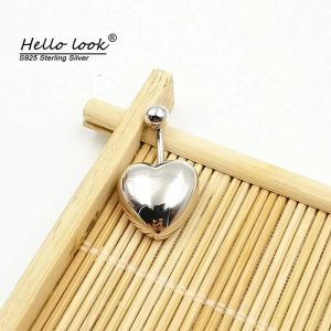 Jewelry Hellolook 925 STERLING Silver Belly Piercing Button Navel Ring Love Heart Body Fashion Bijoux pour femmes Dance Instructor Gift