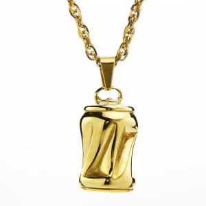 Bijoux collier pour hommes, peut concevoir un pendentif, collier en or jaune 14 carats, bouteille de bière solide, colliers longs pour femmes