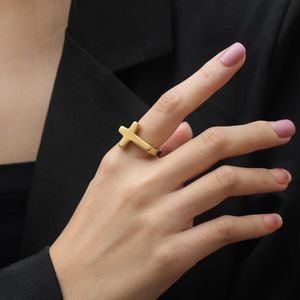 Joyería para hombre, anillo cruzado Simple, oro amarillo de 14k, banda para el dedo a la moda, anillos cruzados clásicos, anillos negros para mujer, anillos hom
