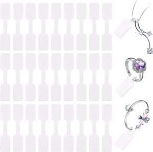 Pochettes à bijoux 100pc Portable étiquette en papier vierge blanc haltère Rectangle auto-autocollant étiquette outil anneau étiquettes emballage en gros