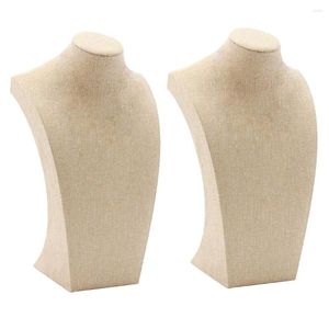 Jewelry Pouches 2 Pcs Simple Necklace Pendant Display Bust Mannequin Stand Holder Linen Rack Sizes