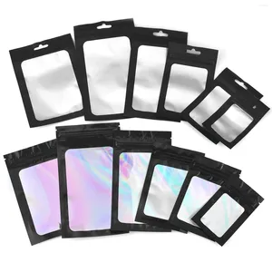 Sachets de bijoux 20pthick Bags Mylar Sacs Mylar Holographic Color Color Plastique Pouche de vente au détail Sac de Noël