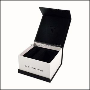 Sachets de bijoux, sacs Emballage Affichage en gros de 500pcs / lot Black Black Premium Magnetic Filp Filp Top Top Rigid Paper Box Logo Magnet Dr