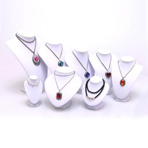Bolsas de joyería, bolsas envueltas en cuero de PU blanco Collares de exhibición Soporte para colgantes Organizador de joyería Busto Modelo Nice Show Rack para Sto