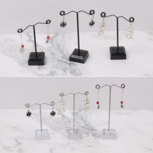 Sachets de bijoux en acrylique en noir et blanc stand de boucle d'oreille en métal