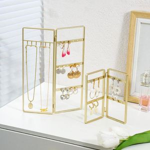 Pochettes à bijoux présentoir debout multi-crochets en métal crochet pliant boucles d'oreilles collier Bracelet organisateur support fournitures pour la maison