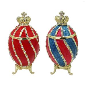 Bolsas de joyería Esmalte Caja con bisagras Decoración para el hogar Soporte de anillo de recuerdo Fabergé Huevo Baratija para colgantes Pendientes Encantos de Navidad Cumpleaños
