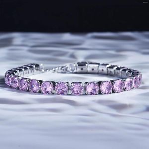 Pochettes à bijoux, bracelet complet en diamants, chaîne à griffes de tempérament en cristal rose doux, vente en gros.