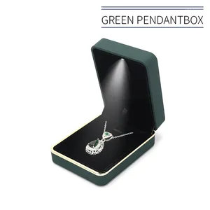 Pochettes à bijoux vert mode lumière LED pendentif emballage boîte de rangement femmes boucle d'oreille bague vitrine organisateurs de bijoux cadeaux d'anniversaire