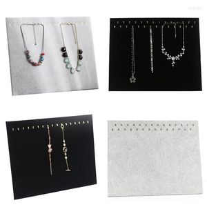 Pochettes à bijoux en velours gris noir, crochets simples/doubles rangées, plateau de collier, présentoir, pendentif, panneau de bracelets pour spectacles
