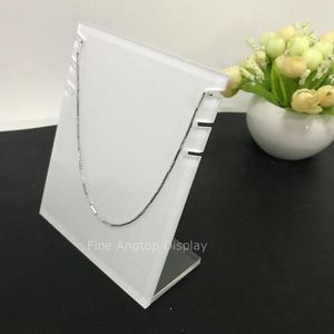 Pochettes à bijoux en forme de L en acrylique blanc collier court présentoir étagère 20 cm de hauteur