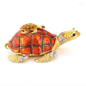 Pochettes à bijoux Artisanat en métal Décoration de la maison Émail Peint Strass Tortue