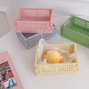 Pochettes à bijoux Mini boîte de panier en plastique pliable 15 9,8 10 cm Accueil Organisateur Bin Pliant Petite chose Papeterie Organisateur de rangement Étagère