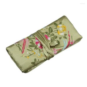 Pochettes à bijoux Oriental Silk Jewellery Roll Wrap Pouch Organizer Travel Storage Case AXYD