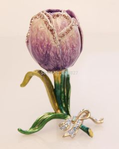Bolsas de joyería Púrpura Metal Rose Regalos Amor Tema Artesanía Regalo Hecho a mano Decoración para el hogar Caja Ataúd