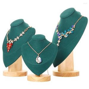 Pochettes à bijoux série velours support organisateur bijoux en bois collier support vitrine de rangement Mannequin affichage