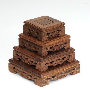 Bolsas para joyas Base de madera Rredwood Pedestal Jarrón Maceta Soporte para plantas Colección Exhibición Tradicional China Decoración del hogar Jardín