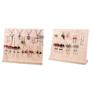 Présentoir en bois pour pochettes à bijoux, support suspendu pour boucles d'oreilles, support en bambou massif à 120 trous