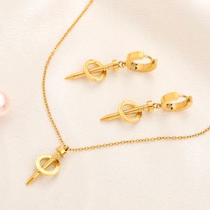 Ensembles de bijoux Acier Seal Boucles d'oreilles Colliers Marque de luxe Designer Lettre Or Argent Plaqué Acier Inoxydable Tour de Cou Pendentif Collier Chaîne Accessoires