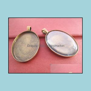 Paramètres de bijoux 30Mmx40Mm Plateaux à pendentif ovales en bronze et or antiques avec cabochons en verre 20Set / Lot Drop Delivery 2021 4Jhnm