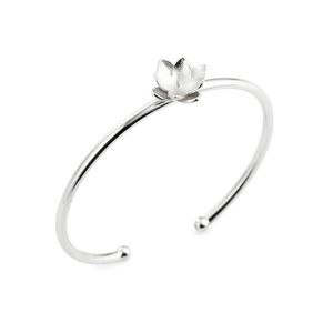 Ajustes de joyería Pulsera en blanco Base Perla Semi montajes Flor de loto 925 Sterling Sier Cuff Bangle 3 piezas Drop Delivery Dhaxu