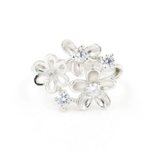 Ajustes de joyería S925 Sterling Sier Anillo Accesorios Diy 910 Mm Montaje de perlas para Flower Fairy Design Adj D74