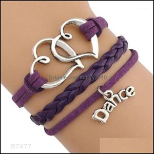 Jewelrydance Dancer Music Note Treble Clef Wave Ballet Heart Infinity Love Charm Bracelets Purple Women Men Jewelry Regalo Custom1 D241C