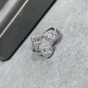 Bijoux Messikas Designer Precision Edition Goutte d'Eau Rock Sugar Plein Diamant Bague Ouverte V Plaqué Épais Or Rose pour Vente Directe