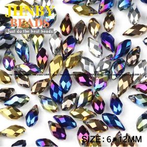 JHNBY Briolette Pendant Waterdrop Austrian crystal beads 6*12mm50pcs Plating Teardrop glass bead for jewelry making bracelet DIY