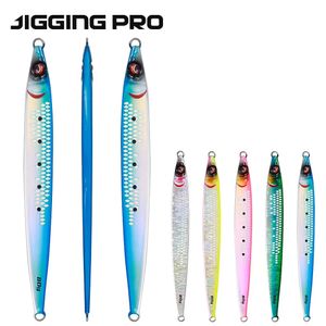JiggingPro 40G 60G 80G 100g Sardine Slider Jigging Lure UV revêtement en métal Long Metal Fishing Lure Fishing Sea Fishing Jigs 240416