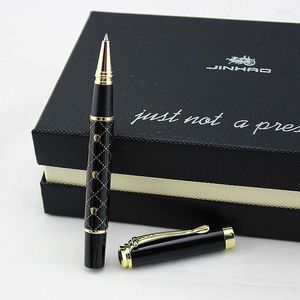 Jinhao 500 Rollerball Pen Punto medio Tinta negra 0.7mm Clip dorado Plumas de escritura de metal con caja de regalo Material escolar de oficina