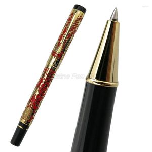 Jinhao 5000 métal Dragon Texture sculpture baril rouge garniture dorée stylo à bille professionnel bureau papeterie écriture accessoire
