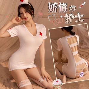 Jinya Fun Underwear Sexy Hollow Nurse Uniforme Tentation Rôle de rôle Hot Playing Set Silk chaussettes 773