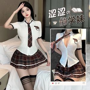 Jk – Costume d'écolière Sexy, uniforme de Cosplay, Mini jupe érotique, jeux de rôle, lingerie porno pour femmes, Costume sexuel 240307