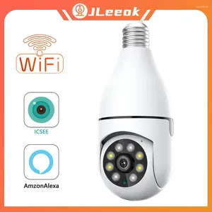 JLeeok 4MP E27 ampoule Wifi IP caméra PTZ Vision nocturne sans fil Audio bidirectionnel bébé moniteur suivi automatique maison CCTV ICsee