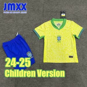 JMXX 24-25 Brésil Child Child Soccer Jerseys Kit Home Away Kid Uniforms Jersey Football Shirt 2024 2025 Top and Short Children Version
