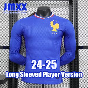 JMXX 24-25 Maillots de football français à manches longues à domicile avant-match Uniformes pour hommes Jersey Homme Maillot de football 2024 2025 Version joueur