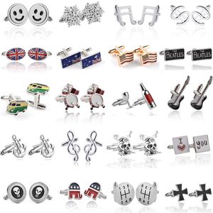 Mode Homme Bouton De Manchette Designer Bijoux Drôle Boutons De Manchette Alliage Crâne Ancre Flocon De Neige Éléphant Innovant Argent Noir Or Boutons De Manchette Chemises Costumes Accessoires Cadeau