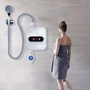 Jnstant Chauffe-Eau Douche 220V Robinet De Salle De Bain Prise UE Chauffe-Eau 3500W Affichage Numérique pour Maison De Campagne Cottage Hôtel