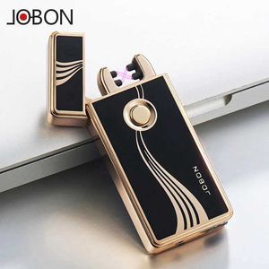JOBON métal impulsion double Arc bouton Intelligent USB chargeur briquet extérieur coupe-vent feu Portable hommes cadeau essentiel