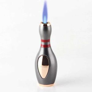 JOBON Nouveauté Boule de Bowling Apparence Pas de Briquet à Gaz Coupe-Vent Droit Rush Flamme Bleue Cigare Turbo Torche Petit Ornement Portable