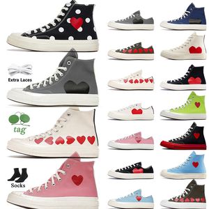 Jogging Walking High Top Vintage Comme Des Garcons X 1970s Designer Toile Chaussures Femmes Hommes All Star Classic 70 Chucks Taylors Low Multi-Heart Sneakers Baskets