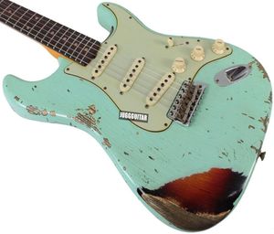 John Cruz Limited Edition Master construit Heavy Relic clair vert sur 3 tons Sunburst St Guitar Guitar Vintage Tiners Rosewood FI5944036