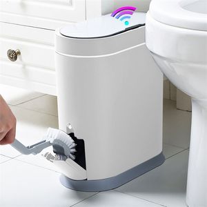 Cubo de basura con Sensor inteligente Joybos, cubo de basura electrónico automático para baño, inodoro doméstico, resistente al agua, costura estrecha 220408