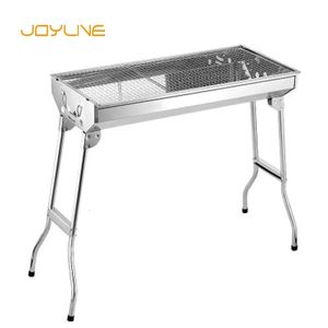 Joylive Outdoor en acier inoxydable grill à charbon de bois portable outil de barbecue pliant la poignée d'installation gratuite BBQ Cooking Grid Park 240506